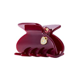 Medium Hair Claw Burgundy - Heart Lock