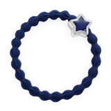 enamel silver star navy blue