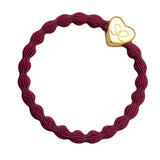 gold heart burgundy red
