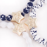 gold star white on navy