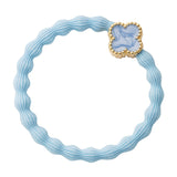 enamel gold quatrefoil sky blue