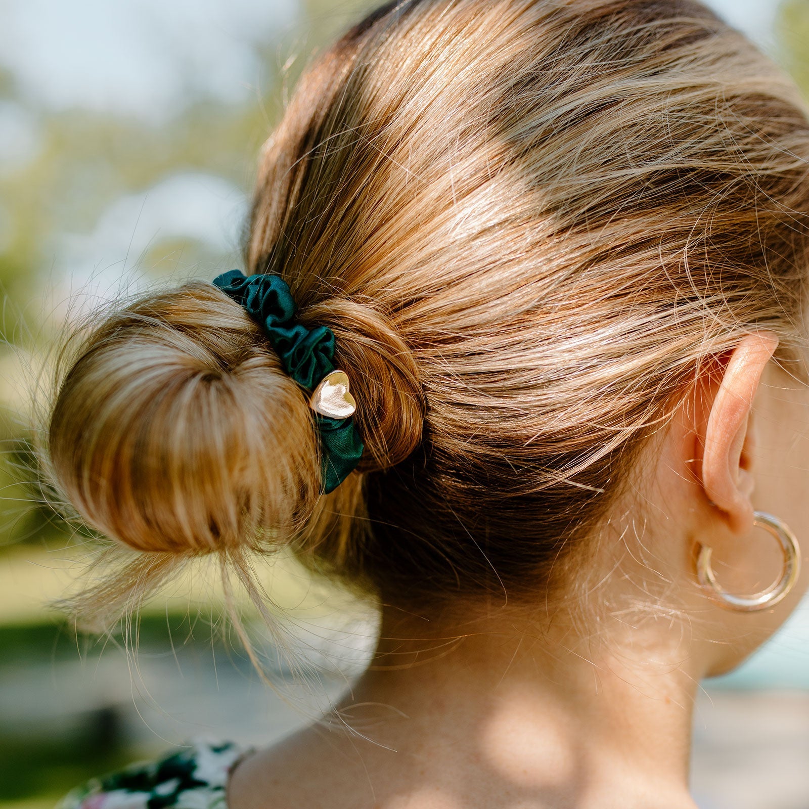 Gold Heart Silk Scrunchie – byEloise