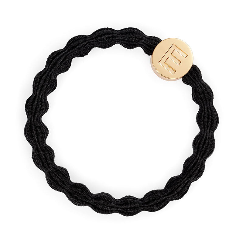 Gold Letter Charm E Black byEloise